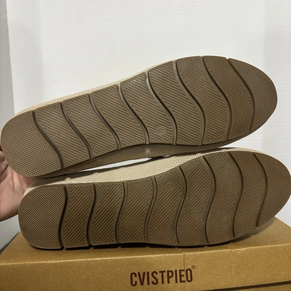 Cvistpieo Loafers Women's Nude Beige Slip On Work Flats Knit Shoes Size 12